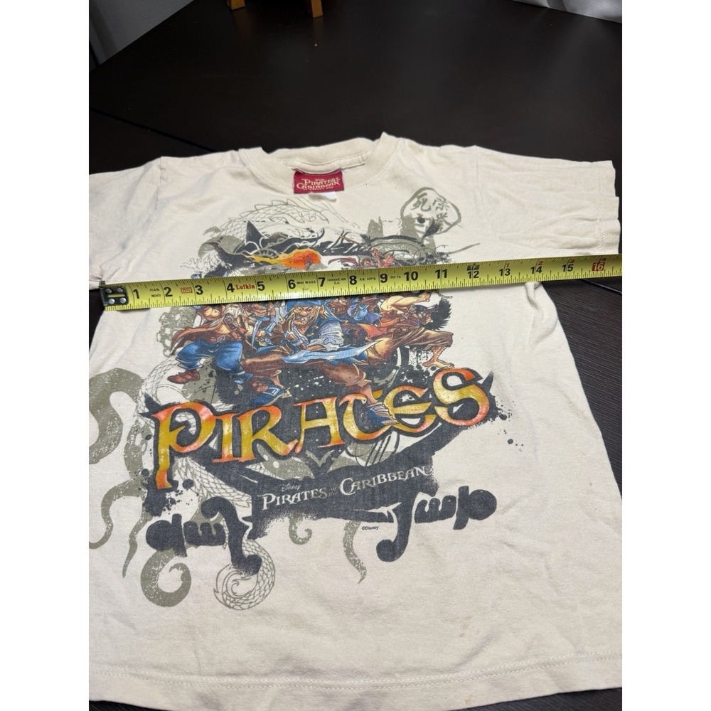 Vintage Y2K Disney Pirates of the Caribbean Kids T Shirt Size 7/8 (Stains) - Picture 6 of 15